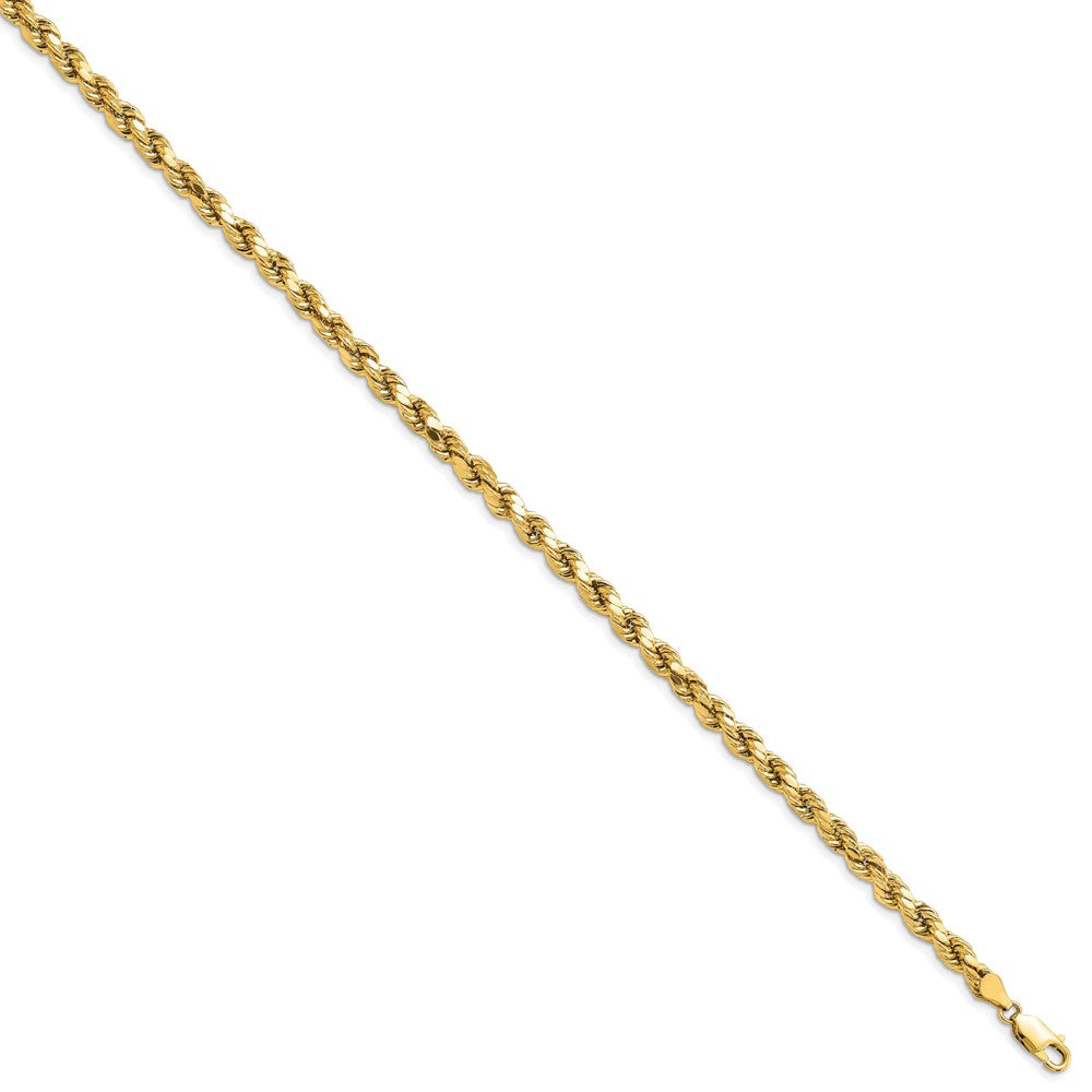 14K Gelbgold 4.9mm Halbmassiv Diamantiert Kordel mit Karabinerverschluss Gliederarmband