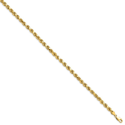 14K Gelbgold 4.9mm Halbmassiv Diamantiert Kordel mit Karabinerverschluss Gliederarmband