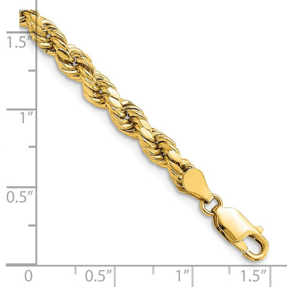 14K Gelbgold 4.9mm Halbmassiv Diamantiert Kordel mit Karabinerverschluss Gliederarmband