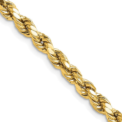 14K Gelbgold 4.9mm Halbmassiv Diamantiert Kordel mit Karabinerverschluss Halskette