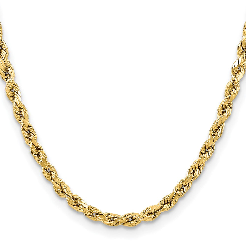 14K Gelbgold 5.5mm Halbmassiv Diamantiert Kordel mit Karabinerverschluss Halskette