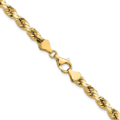 14K Gelbgold 5.5mm Halbmassiv Diamantiert Kordel mit Karabinerverschluss Halskette