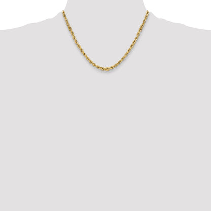 14K Gelbgold 5.5mm Halbmassiv Diamantiert Kordel mit Karabinerverschluss Halskette
