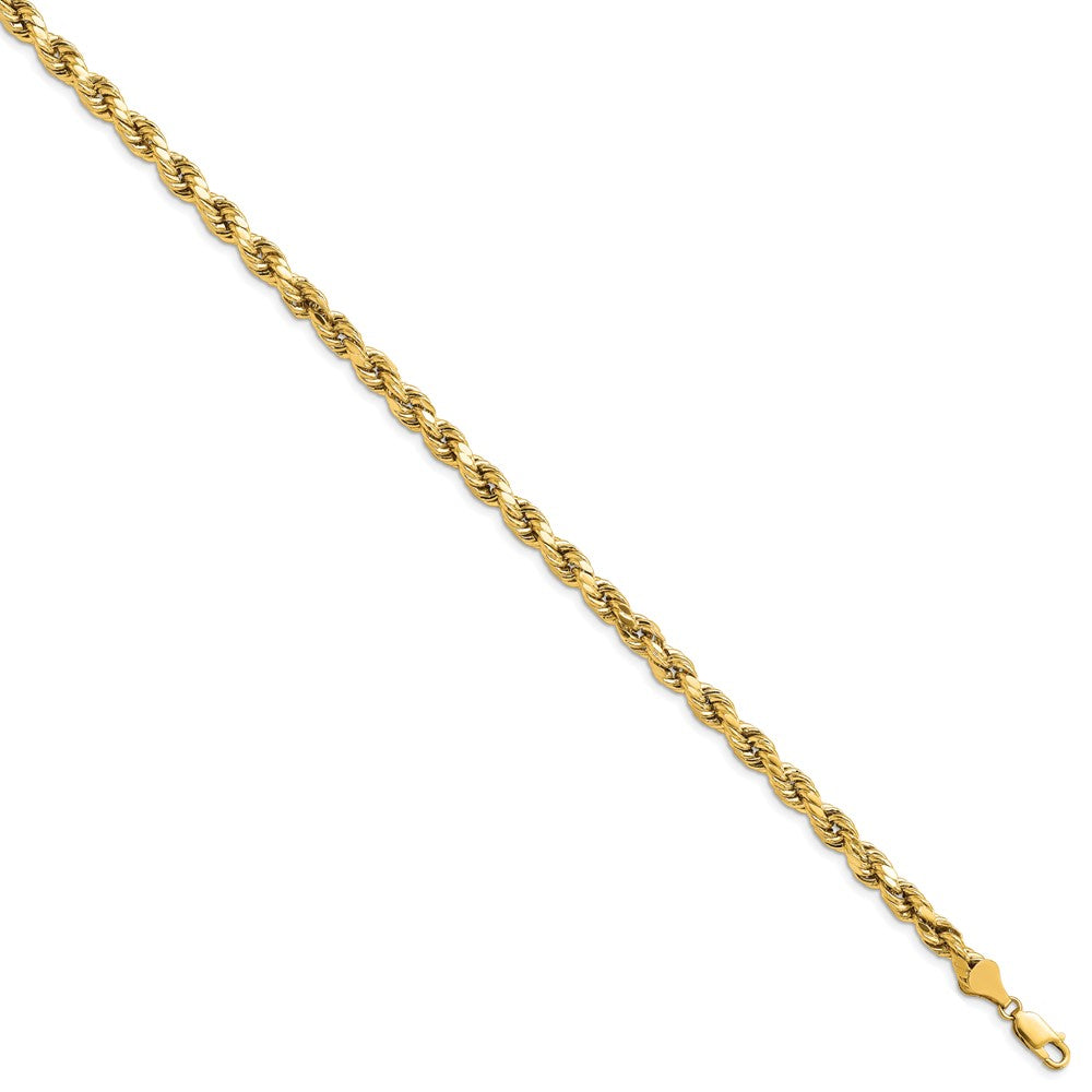 14K Gelbgold 5.5mm Halbmassiv Diamantiert Kordel mit Karabinerverschluss Gliederarmband
