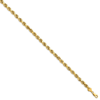 14K Gelbgold 5.5mm Halbmassiv Diamantiert Kordel mit Karabinerverschluss Gliederarmband