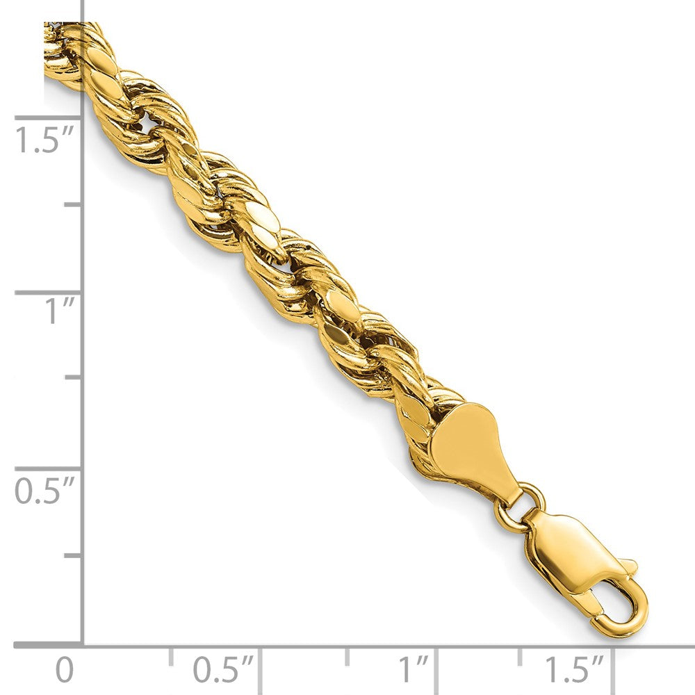 14K Gelbgold 5.5mm Halbmassiv Diamantiert Kordel mit Karabinerverschluss Gliederarmband