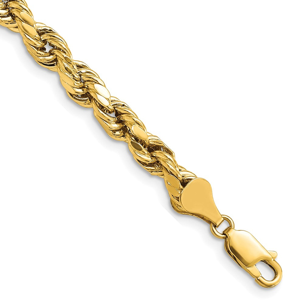 14K Gelbgold 5.5mm Halbmassiv Diamantiert Kordel mit Karabinerverschluss Gliederarmband