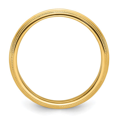 14K Gelbgold 5 mm Ehering mit doppeltem Milgrain und Komfort-Passform