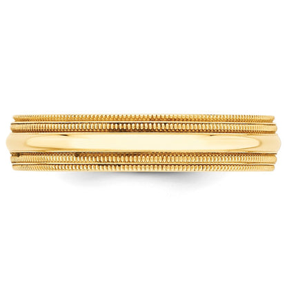 14K Gelbgold 5 mm Ehering mit doppeltem Milgrain und Komfort-Passform
