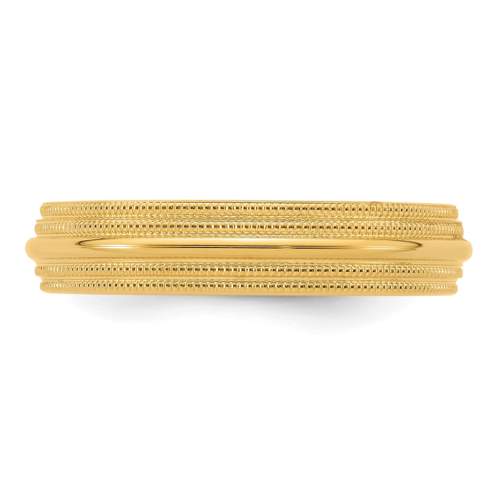 14K Gelbgold 5 mm Ehering mit doppeltem Milgrain und Komfort-Passform