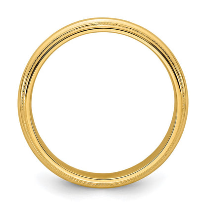 14K Gelbgold 6 mm Ehering mit doppeltem Milgrain und Komfort-Passform