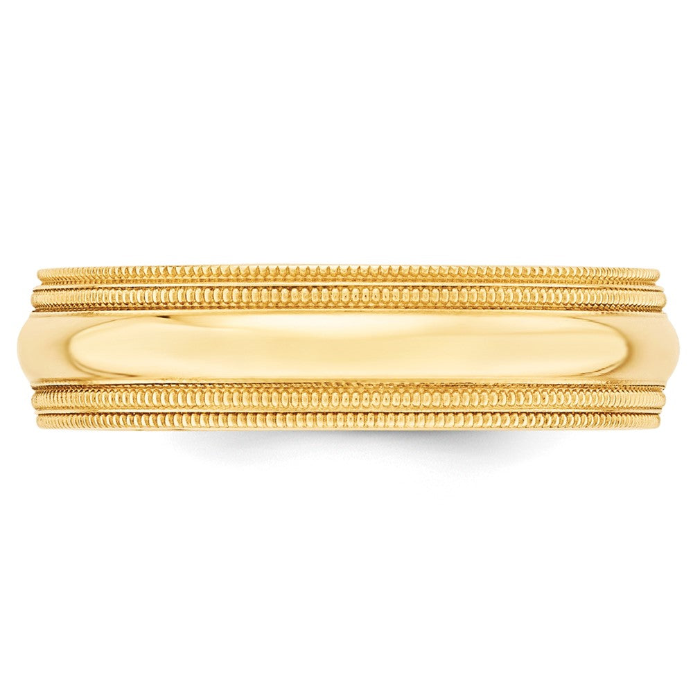 14K Gelbgold 6 mm Ehering mit doppeltem Milgrain und Komfort-Passform