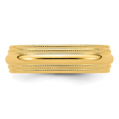 18K Gelbgold 6mm Doppelt Milgrain Komfort-Passform Ehering Ring