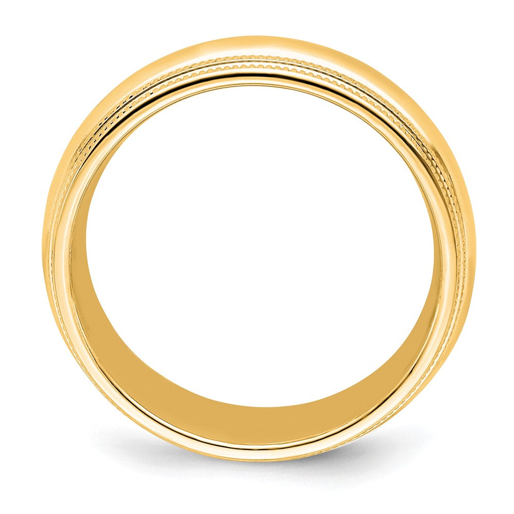 14K Gelbgold 8 mm Ehering mit doppeltem Milgrain und Komfort-Passform