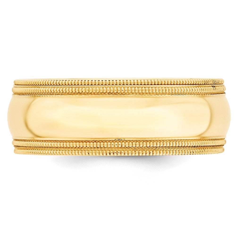 14K Gelbgold 8 mm Ehering mit doppeltem Milgrain und Komfort-Passform