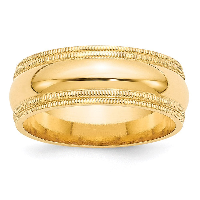 18K Gelbgold 8mm Doppelt Milgrain Komfort-Passform Ehering Ring
