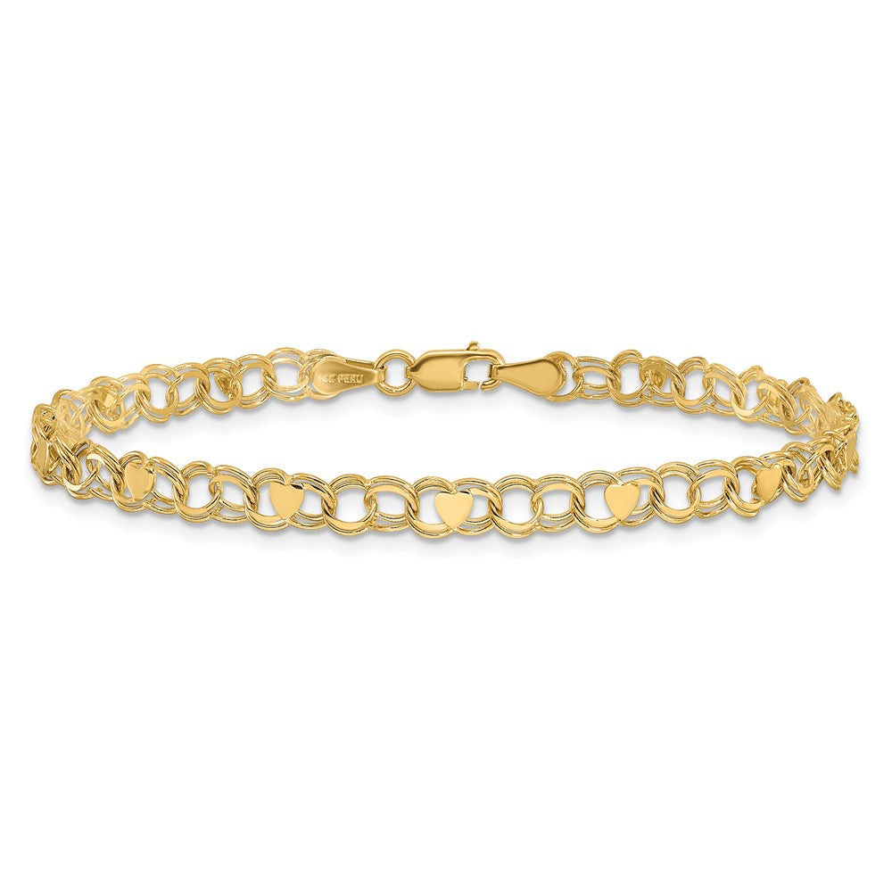 14K Doppelt Glieder Herz Charm Armband