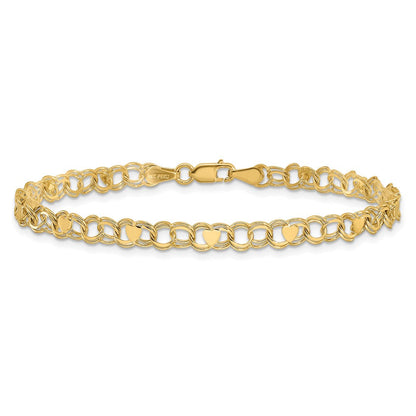 14K Doppelt Glieder Herz Charm Armband