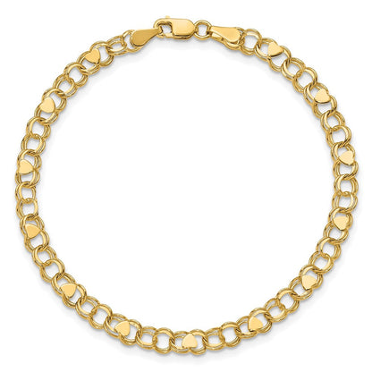 14K Doppelt Glieder Herz Charm Armband