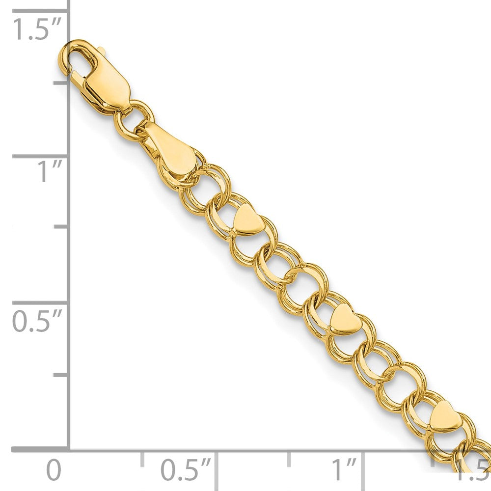 14K Doppelt Glieder Herz Charm Armband