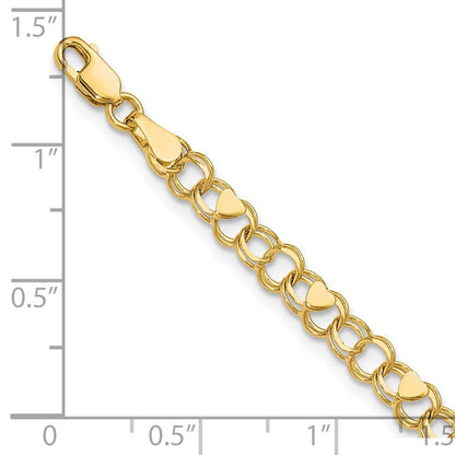 14K Doppelt Glieder Herz Charm Armband