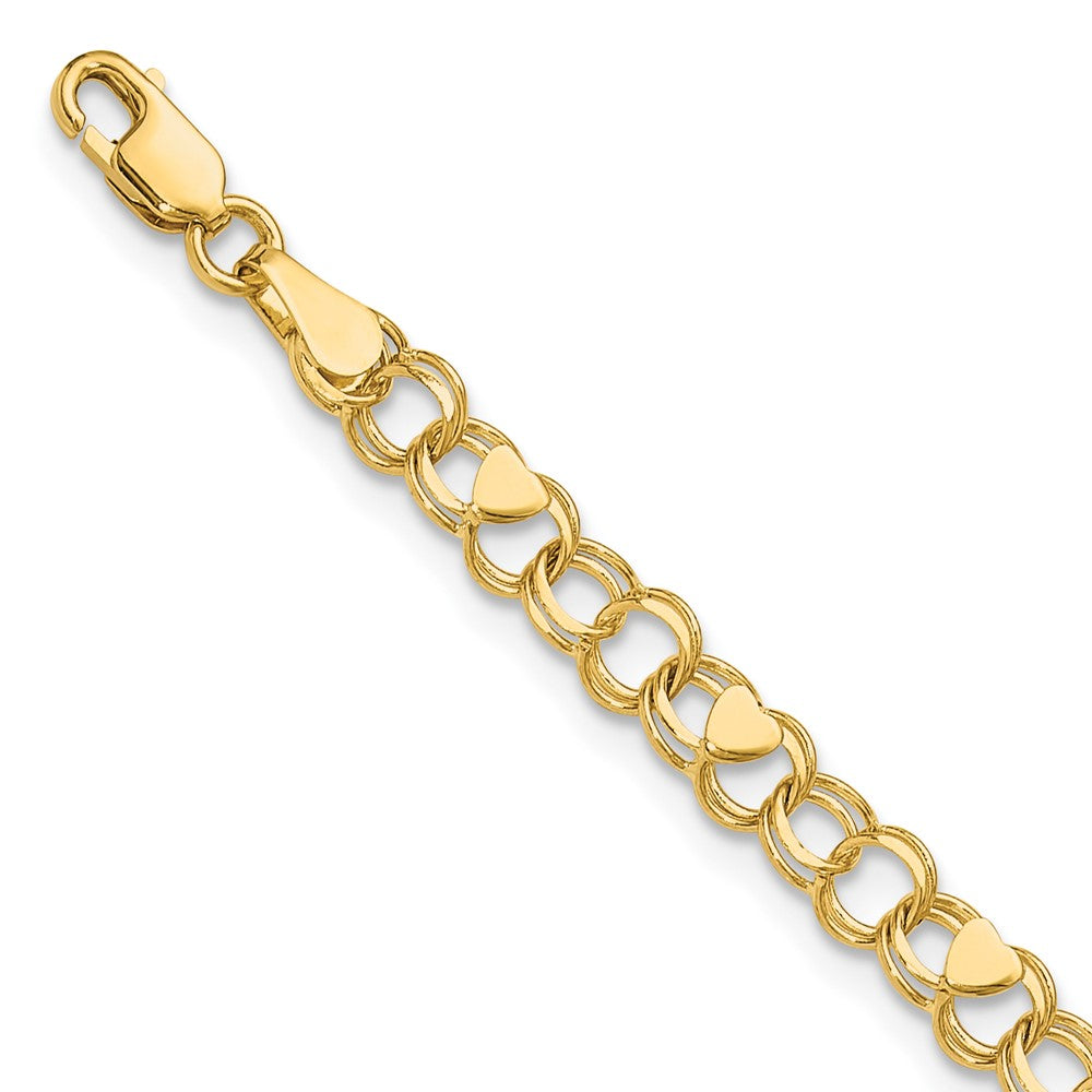 14K Doppelt Glieder Herz Charm Armband