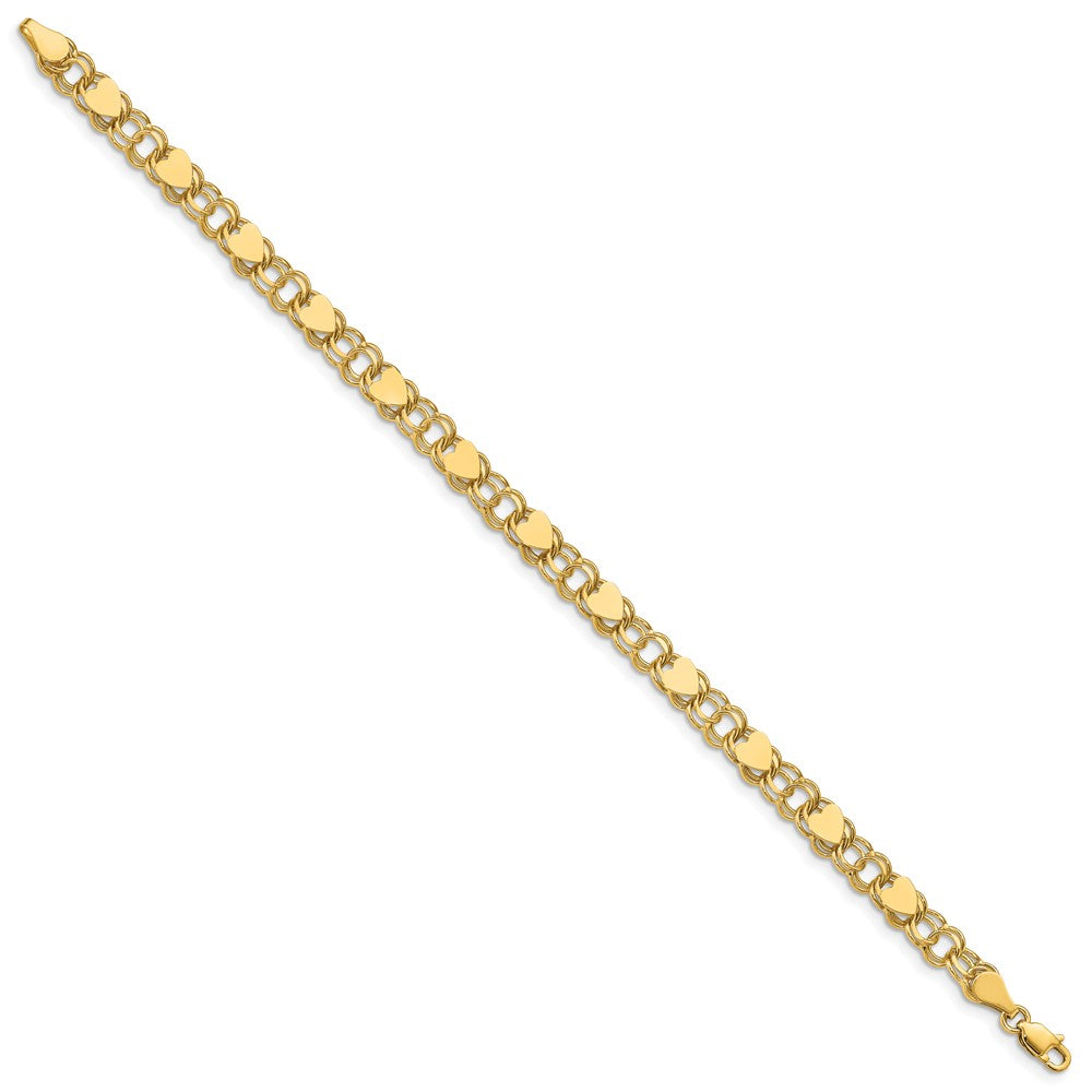 14K Doppelt Glieder mit Herzen Charm Armband