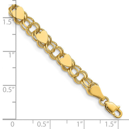 14K Doppelt Glieder mit Herzen Charm Armband