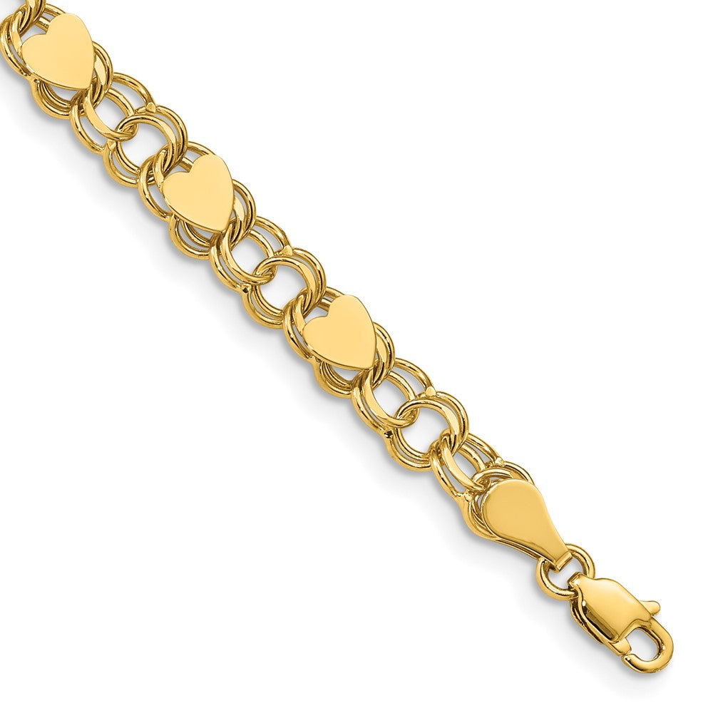 14K Doppelt Glieder mit Herzen Charm Armband