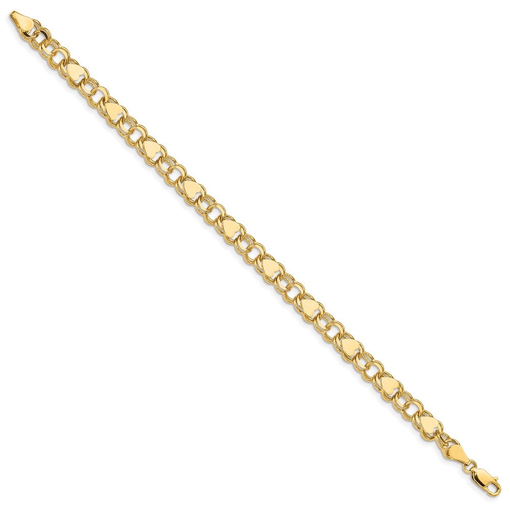 14K Doppelt Glieder mit Herzen Charm Armband