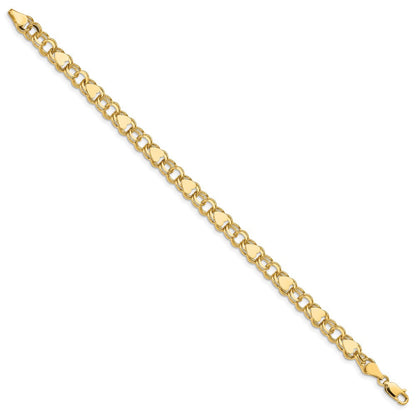14K Doppelt Glieder mit Herzen Charm Armband