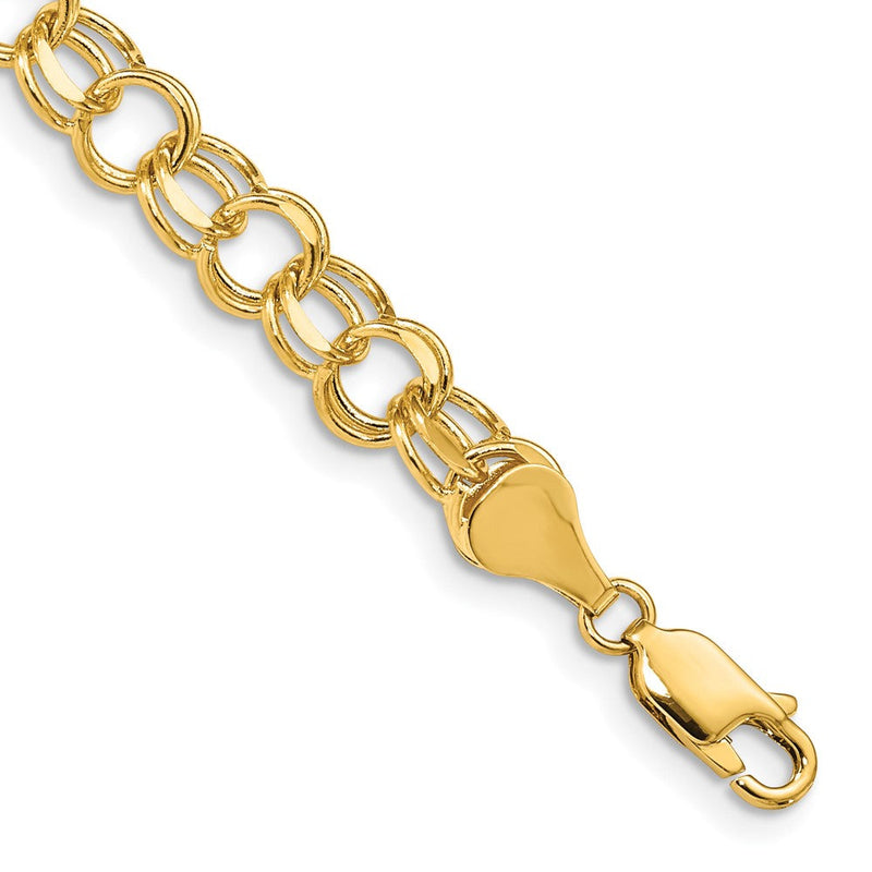 14K Gelbgold Doppelt Glieder Charm Armband