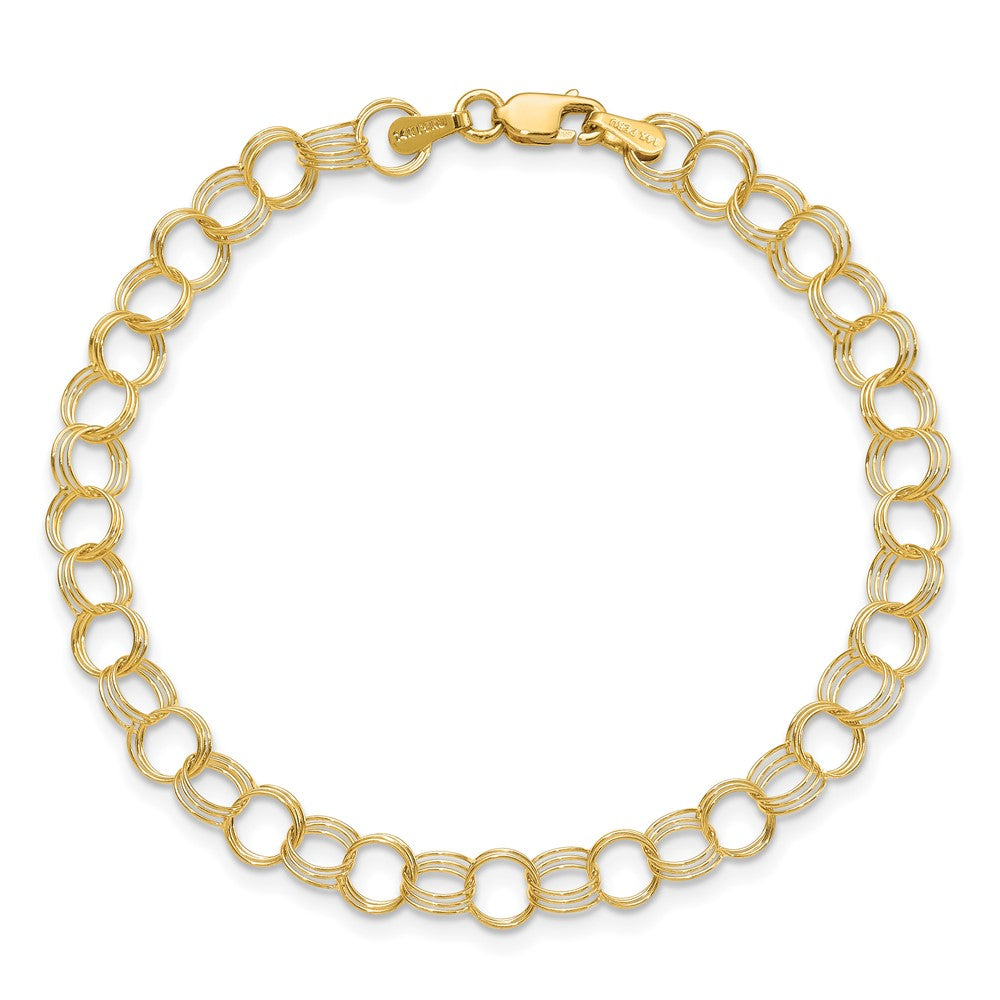 14K Massiv Dreifach Glieder Charm Armband