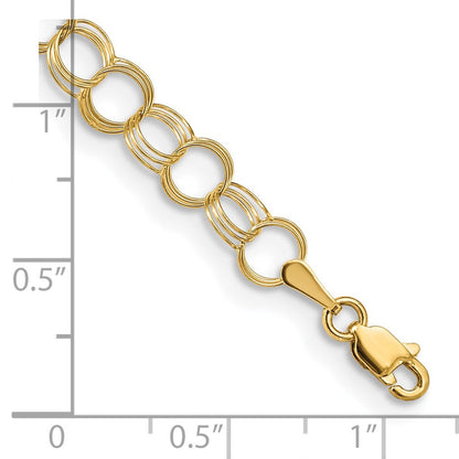14K Massiv Dreifach Glieder Charm Armband