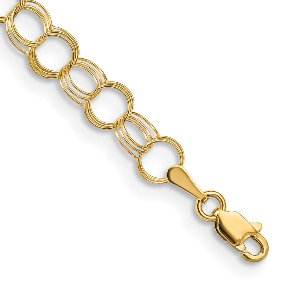 14K Massiv Dreifach Glieder Charm Armband