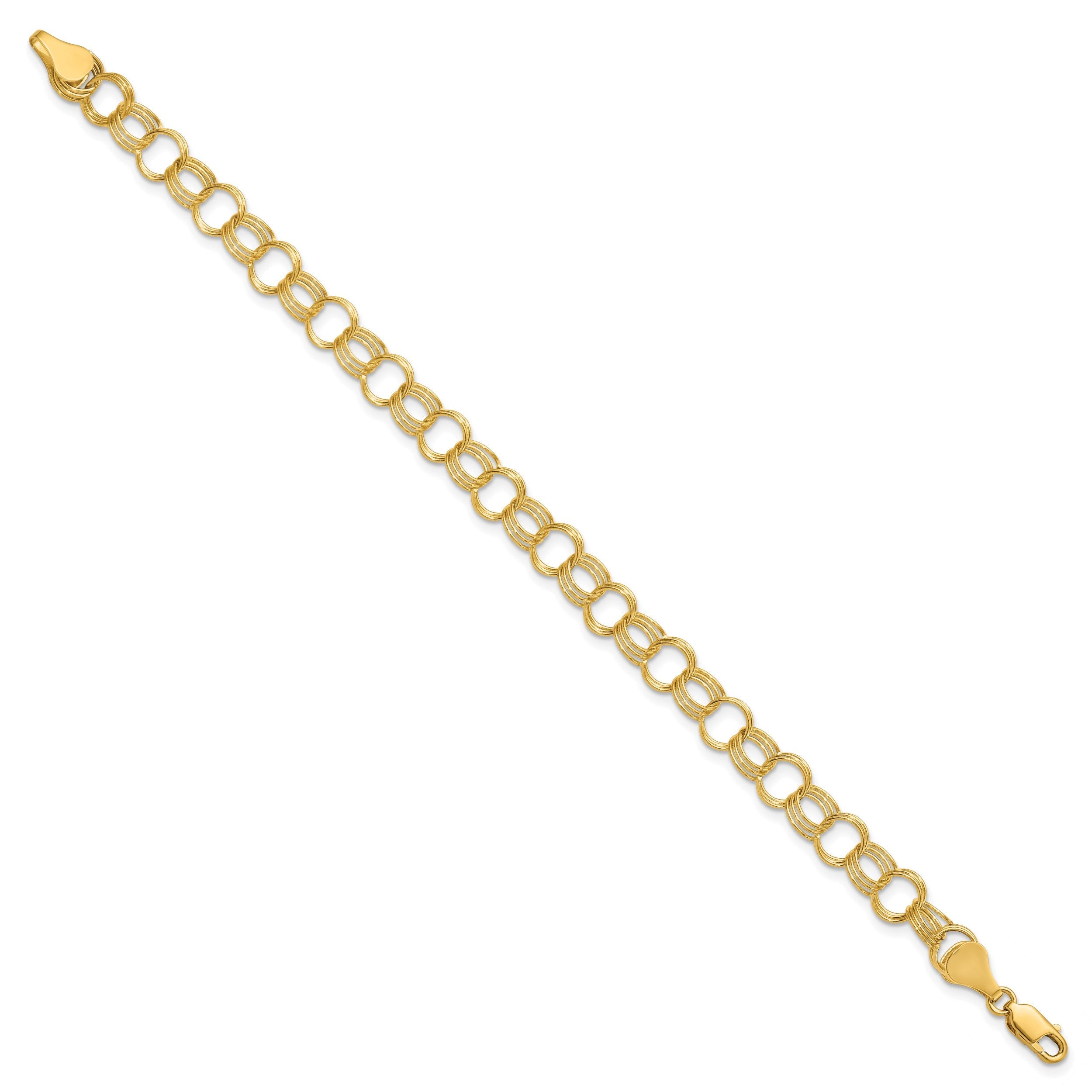 14K Massiv Dreifach Glieder Charm Armband