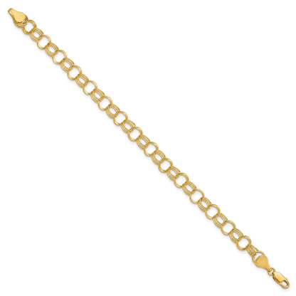 14K Massiv Dreifach Glieder Charm Armband