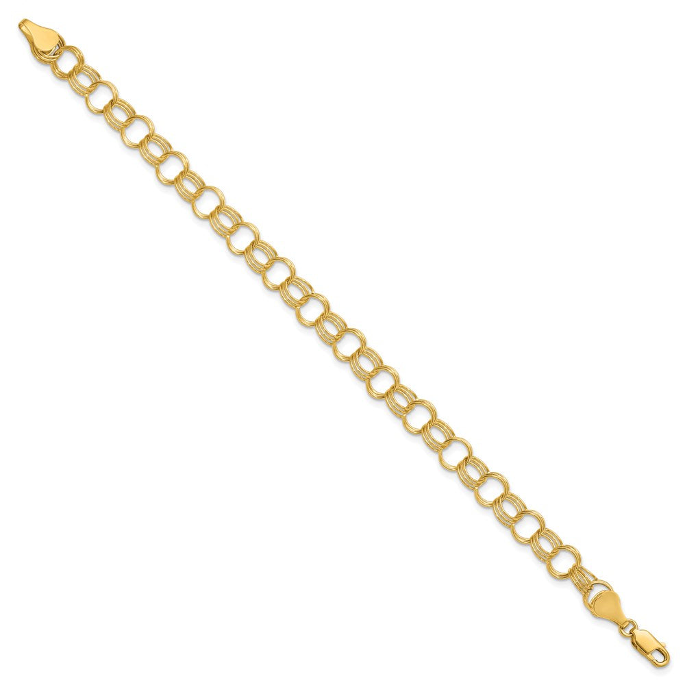 14K Massiv Dreifach Glieder Charm Armband