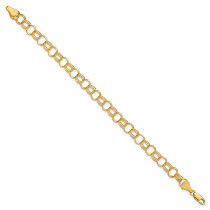 14K Massiv Dreifach Glieder Charm Armband