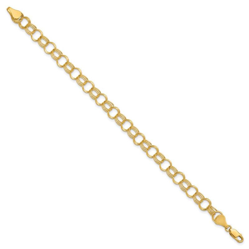 14K Massiv Dreifach Glieder Charm Armband