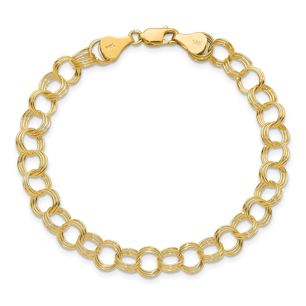 14K Massiv Dreifach Glieder Charm Armband