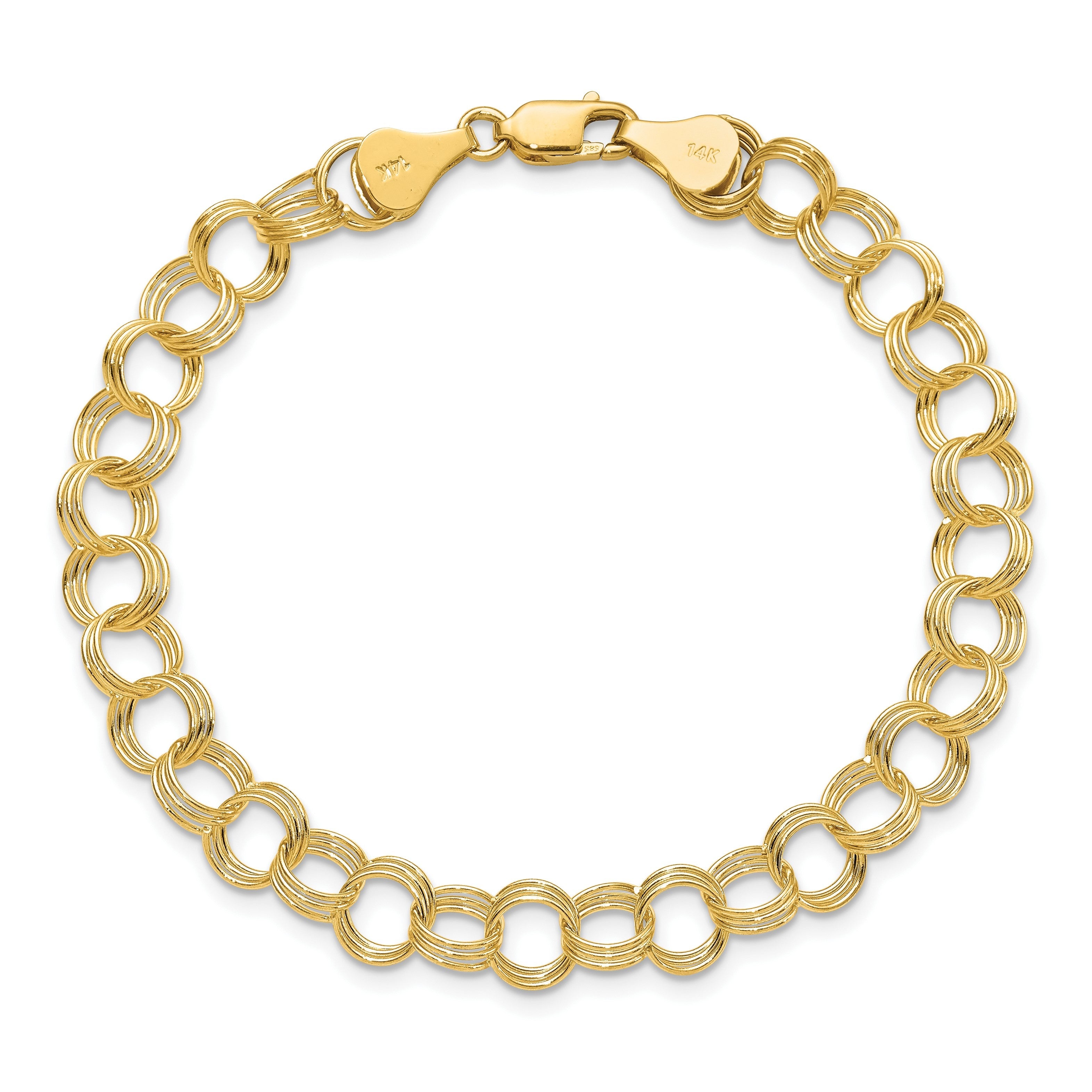 14K Massiv Dreifach Glieder Charm Armband