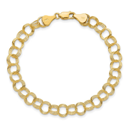 14K Massiv Dreifach Glieder Charm Armband