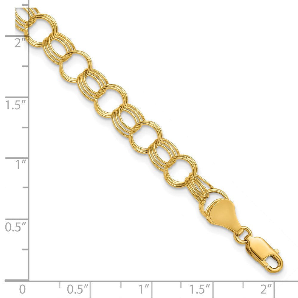 14K Massiv Dreifach Glieder Charm Armband