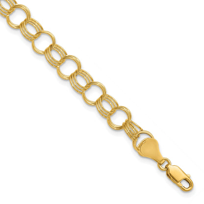 14K Massiv Dreifach Glieder Charm Armband