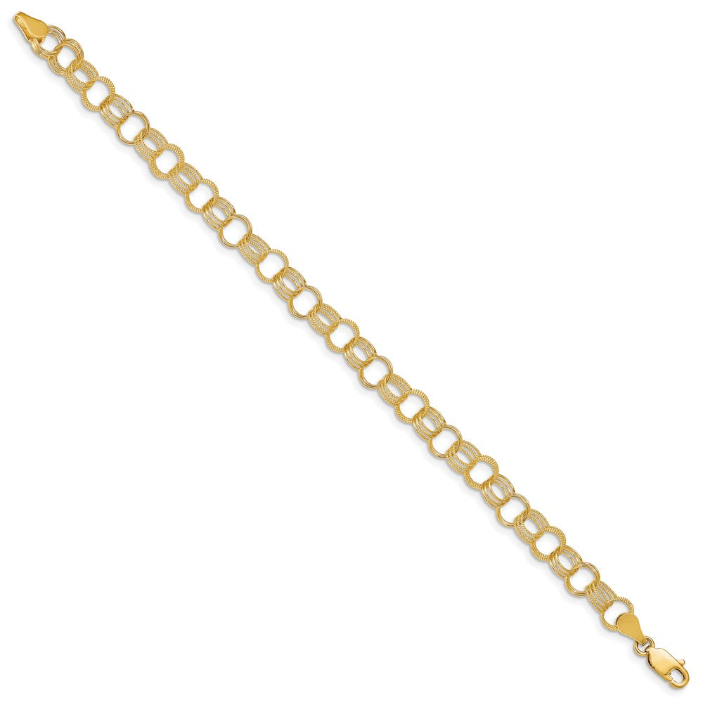 14K Massiv Dreifach Glieder Charm Armband
