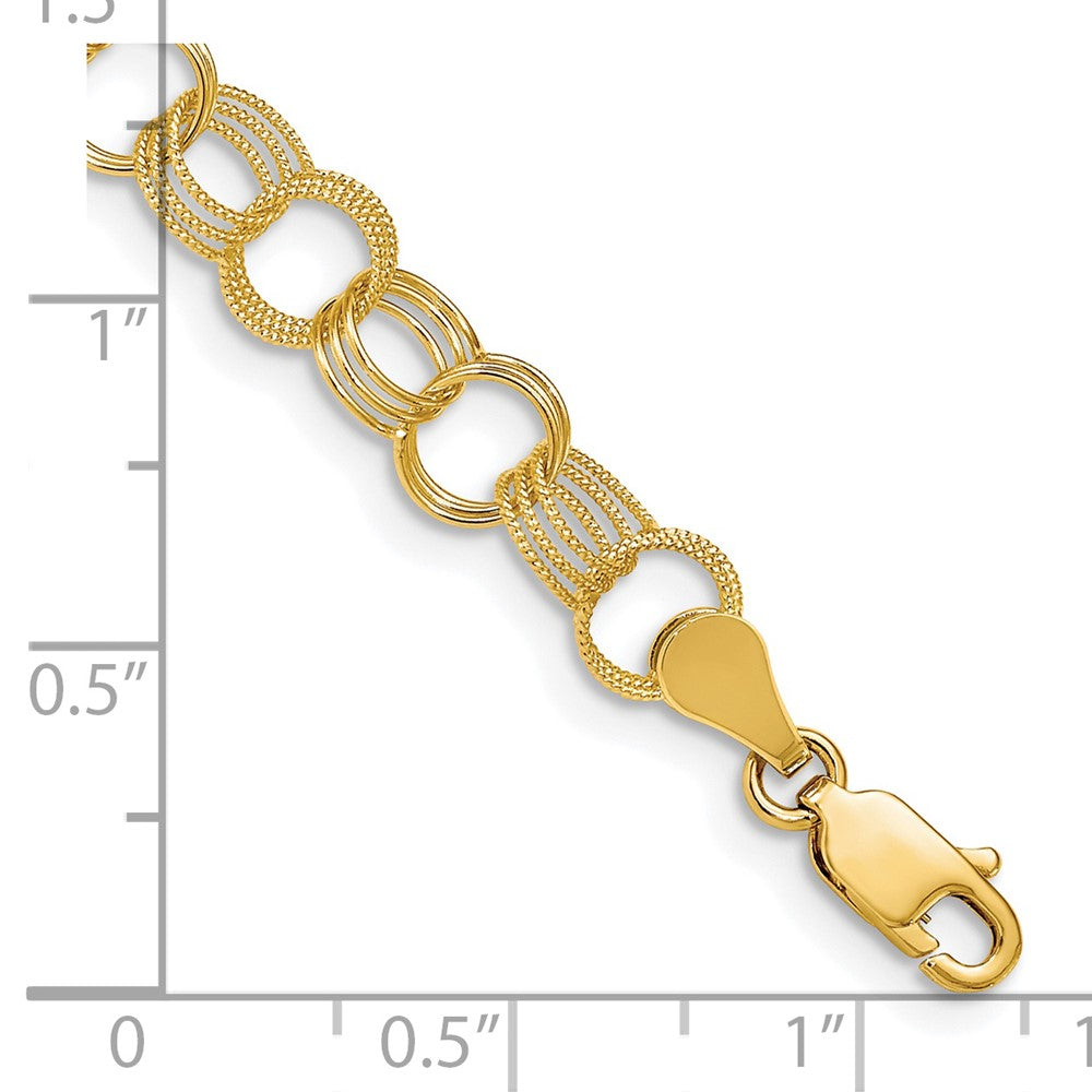 14K Massiv Dreifach Glieder Charm Armband
