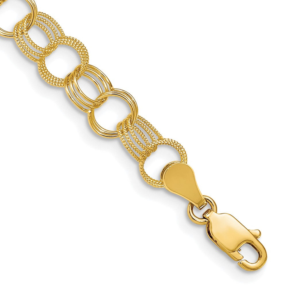 14K Massiv Dreifach Glieder Charm Armband