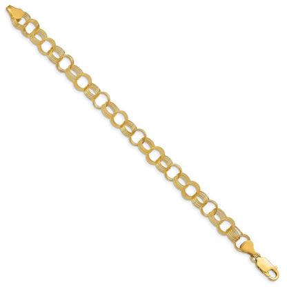 7 Zoll 14K Massiv Dreifach Glieder Charm Armband