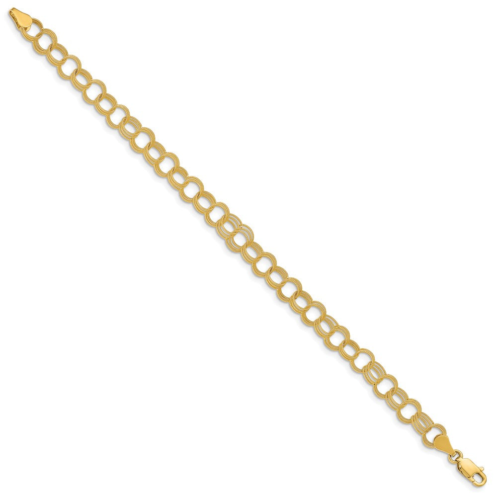 14K Massiv Dreifach Glieder Charm Armband